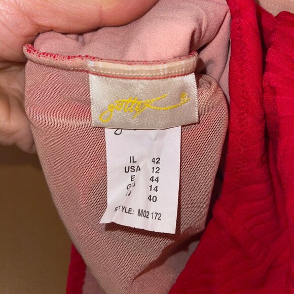 Gottex Vintage Womens Swimwsuit Size 12 Red Square Neck Scoop Back Stretch Knit - Picture 3 of 13